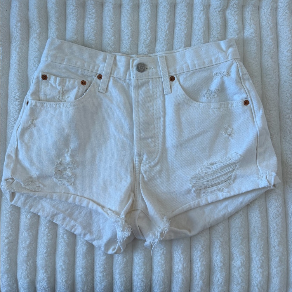 Levi's Women's 501 button fly White Jean Shorts